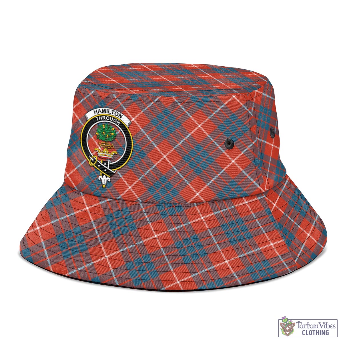 Tartan Vibes Clothing Hamilton Ancient Tartan Bucket Hat with Family Crest