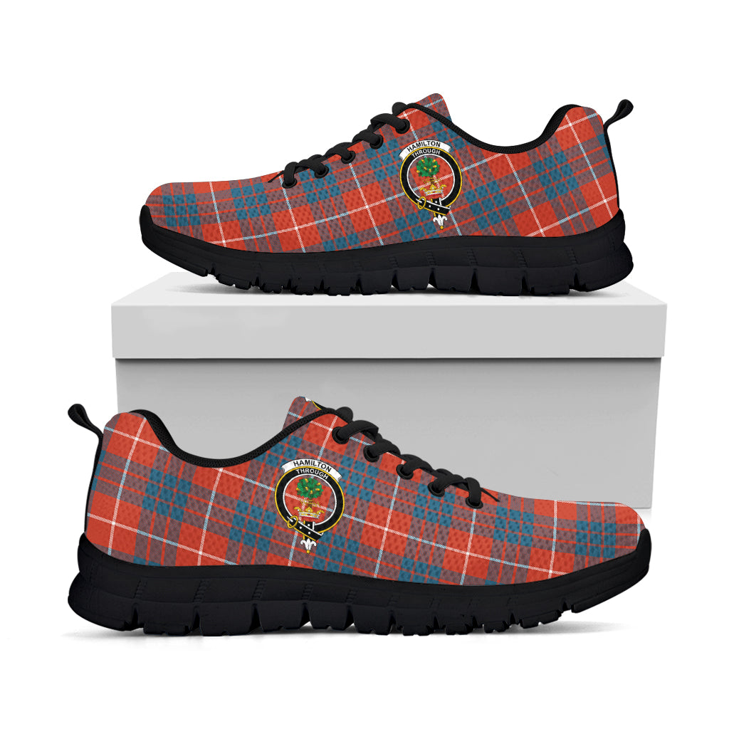 Hamilton Ancient Tartan Sneakers with Family Crest - Tartan Vibes Clothing