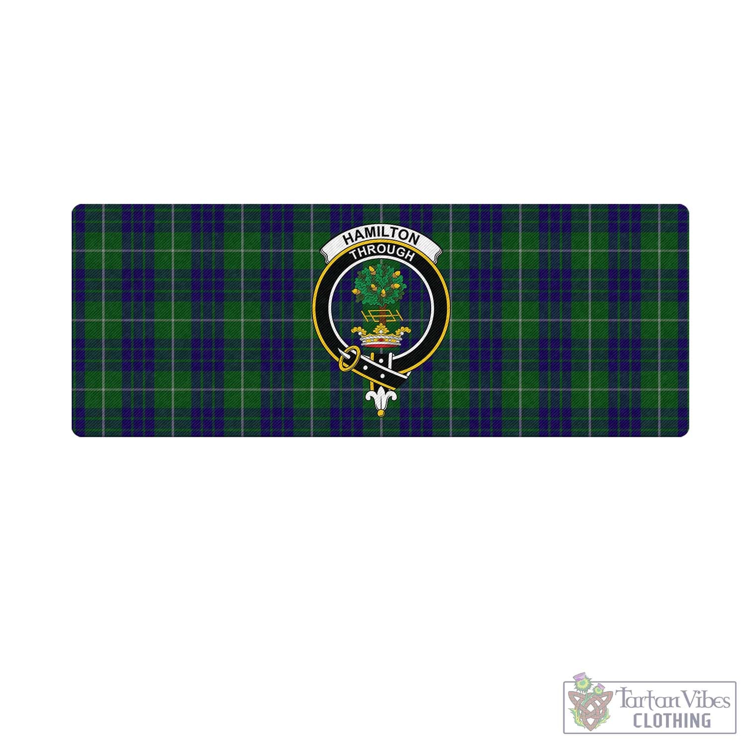 Tartan Vibes Clothing Hamilton Green Hunting Tartan Mouse Pad with Family Crest