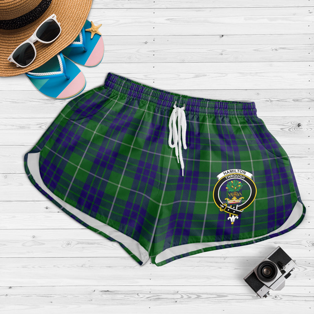 hamilton-green-hunting-tartan-womens-shorts-with-family-crest