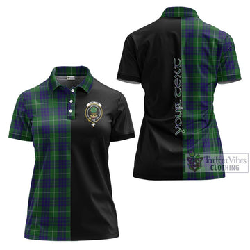 Hamilton Green Hunting Tartan Women's Polo Shirt with Family Crest and Half Of Me Style