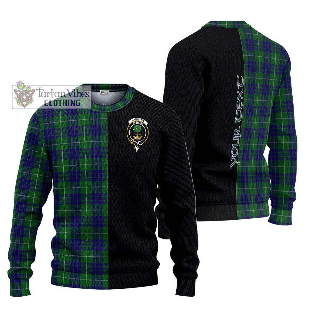 Hamilton Green Hunting Tartan Knitted Sweater with Family Crest and Half Of Me Style Unisex - Tartanvibesclothing Shop