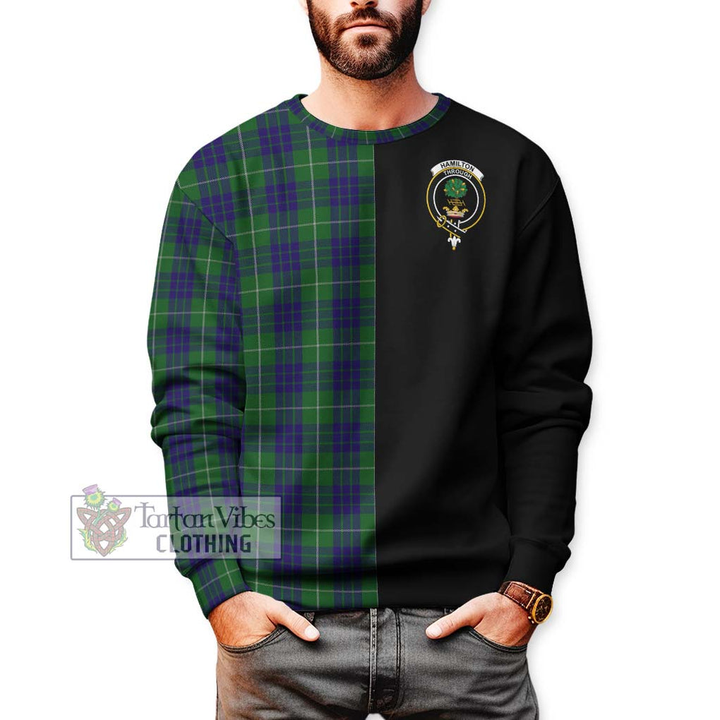 Hamilton Green Hunting Tartan Sweatshirt with Family Crest and Half Of Me Style Unisex - Tartanvibesclothing Shop