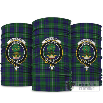 Hamilton Green Hunting Tartan Neck Gaiters, Tartan Bandanas, Tartan Head Band with Family Crest