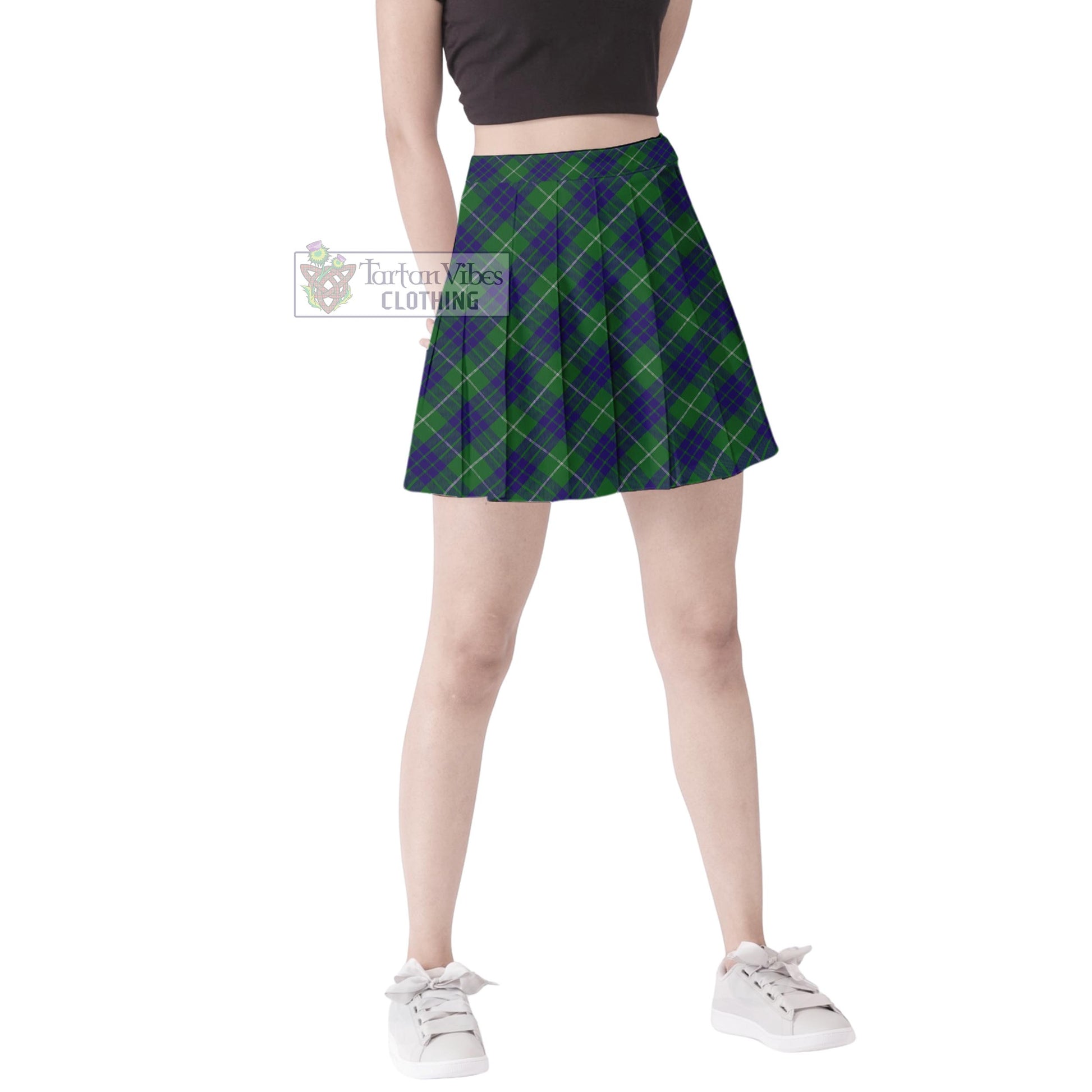 Tartan Vibes Clothing Hamilton Green Hunting Tartan Women's Plated Mini Skirt