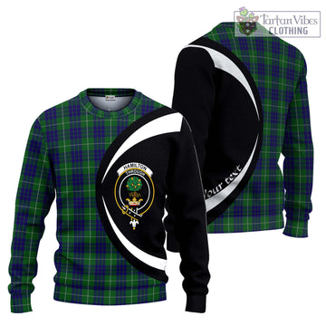 Hamilton Green Hunting Tartan Ugly Sweater with Family Crest Circle Style