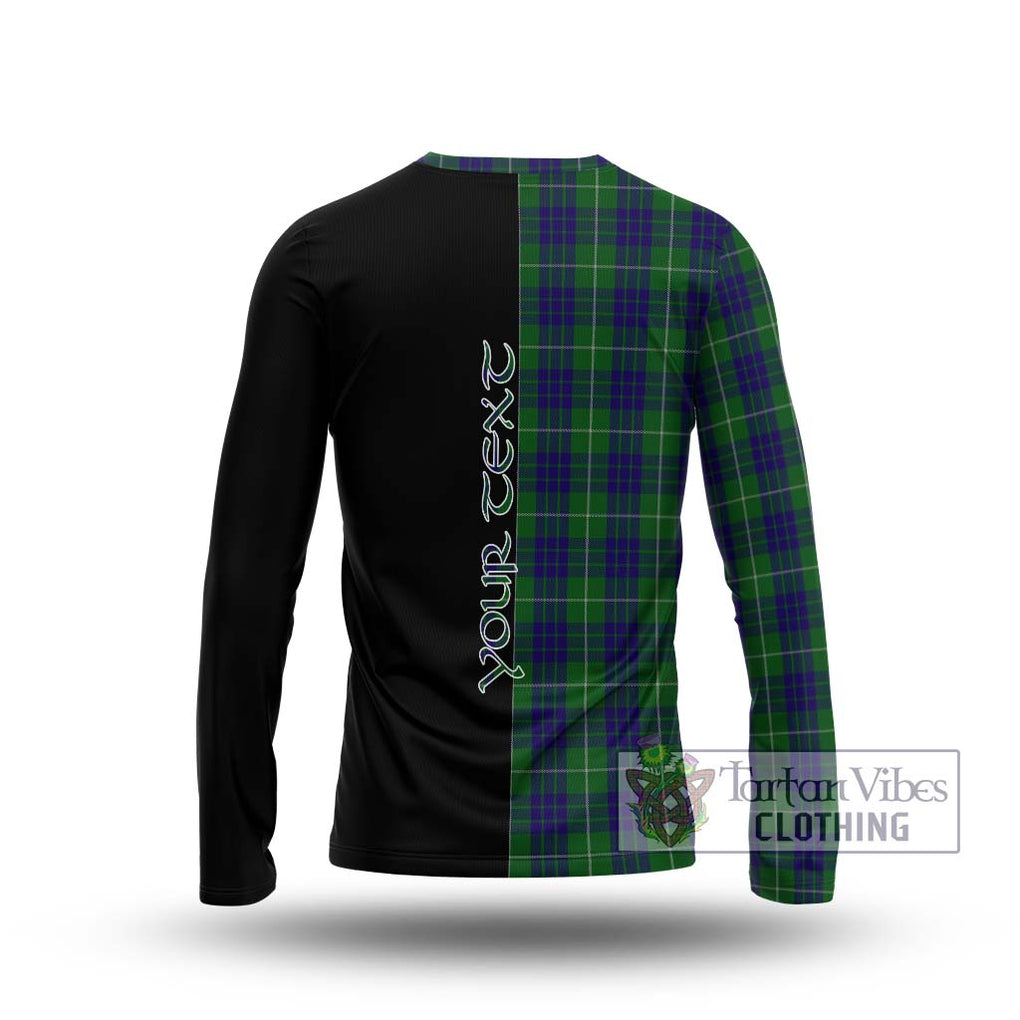 Hamilton Green Hunting Tartan Long Sleeve T-Shirt with Family Crest and Half Of Me Style - Tartanvibesclothing Shop