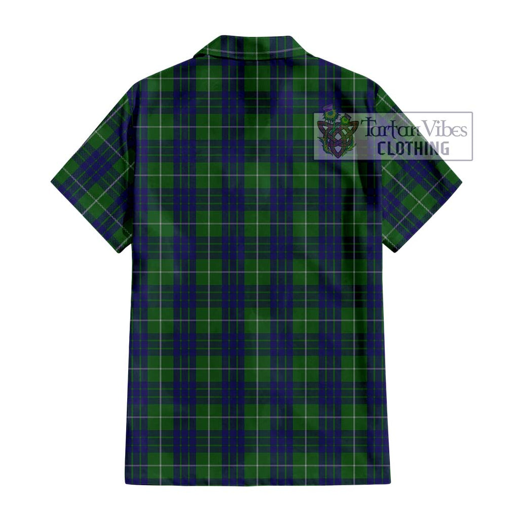 Hamilton Green Hunting Tartan Short Sleeve Button Shirt with Family Crest DNA In Me Style - Tartanvibesclothing Shop