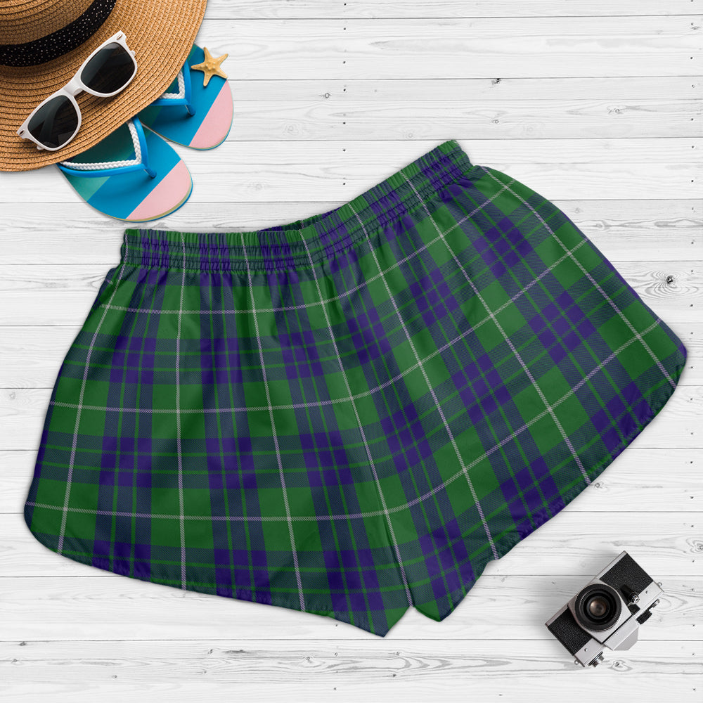 hamilton-green-hunting-tartan-womens-shorts-with-family-crest