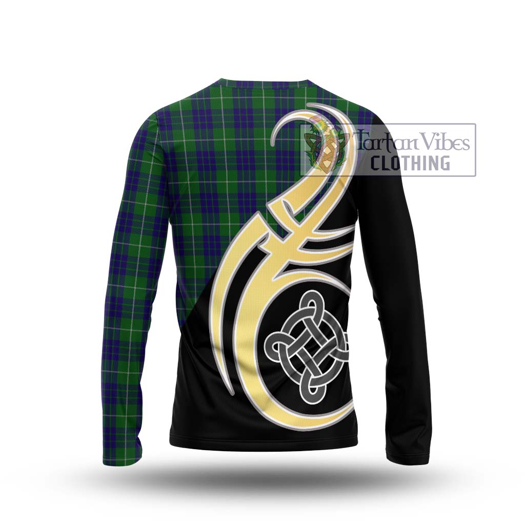 Hamilton Green Hunting Tartan Long Sleeve T-Shirt with Family Crest and Celtic Symbol Style - Tartan Vibes Clothing