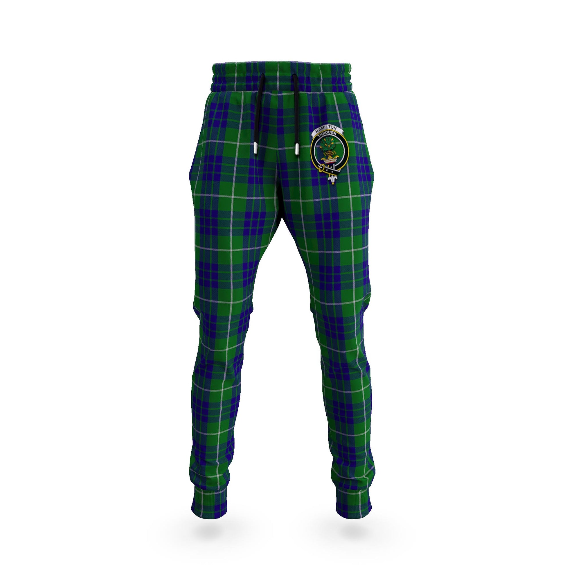 Hamilton Green Hunting Tartan Joggers Pants with Family Crest 5XL - Tartan Vibes Clothing