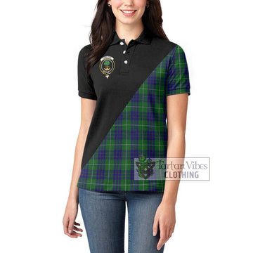 Hamilton Green Hunting Tartan Women's Polo Shirt with Family Crest and Military Logo Style