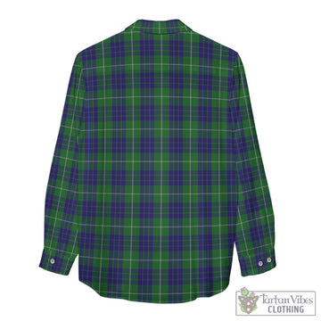 Hamilton Green Hunting Tartan Women's Casual Shirt with Family Crest