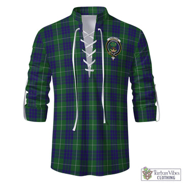 Hamilton Green Hunting Tartan Men's Scottish Traditional Jacobite Ghillie Kilt Shirt with Family Crest