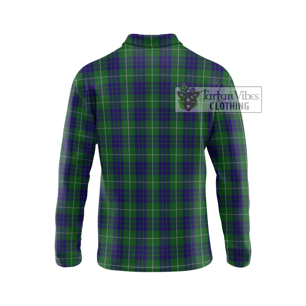 Hamilton Green Hunting Tartan Long Sleeve Polo Shirt with Family Crest DNA In Me Style - Tartanvibesclothing Shop