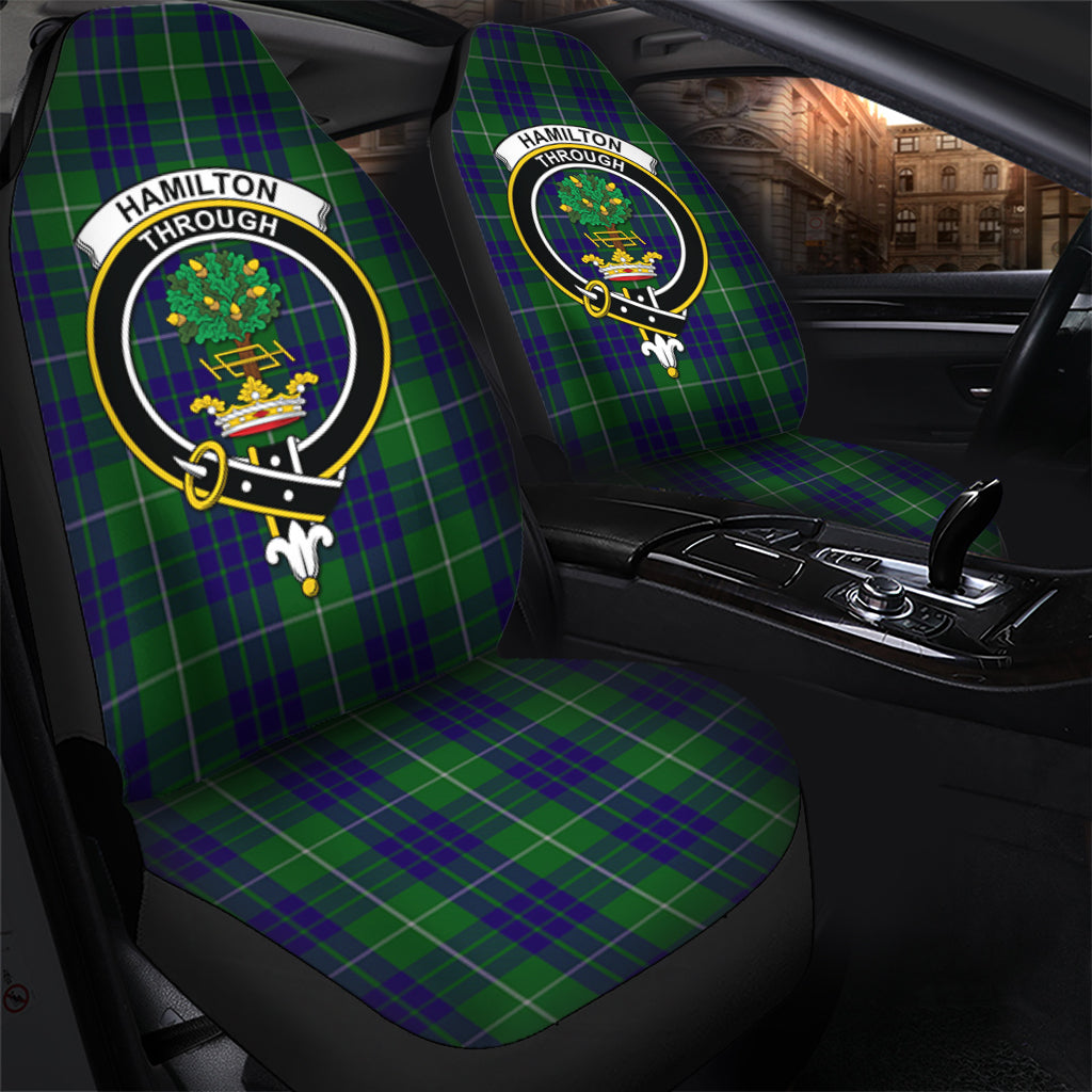 Hamilton Green Hunting Tartan Car Seat Cover with Family Crest - Tartanvibesclothing