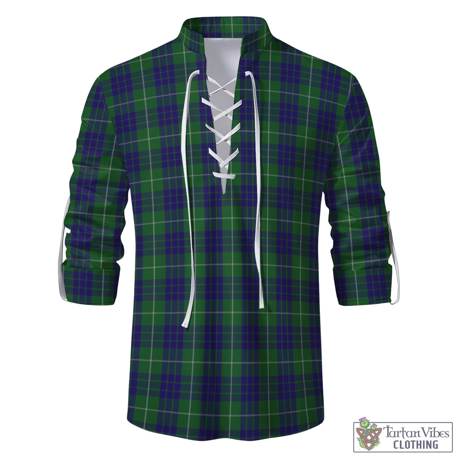 Tartan Vibes Clothing Hamilton Green Hunting Tartan Men's Scottish Traditional Jacobite Ghillie Kilt Shirt