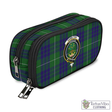 Hamilton Green Hunting Tartan Pen and Pencil Case with Family Crest