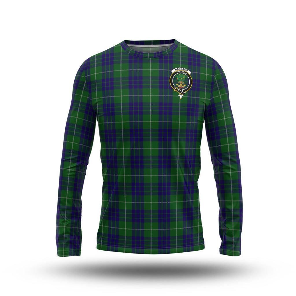 hamilton-green-hunting-tartan-long-sleeve-t-shirt-with-family-crest