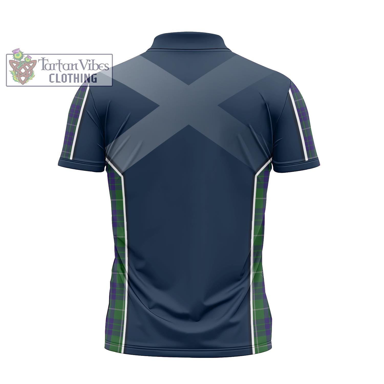 Tartan Vibes Clothing Hamilton Green Hunting Tartan Zipper Polo Shirt with Family Crest and Scottish Thistle Vibes Sport Style