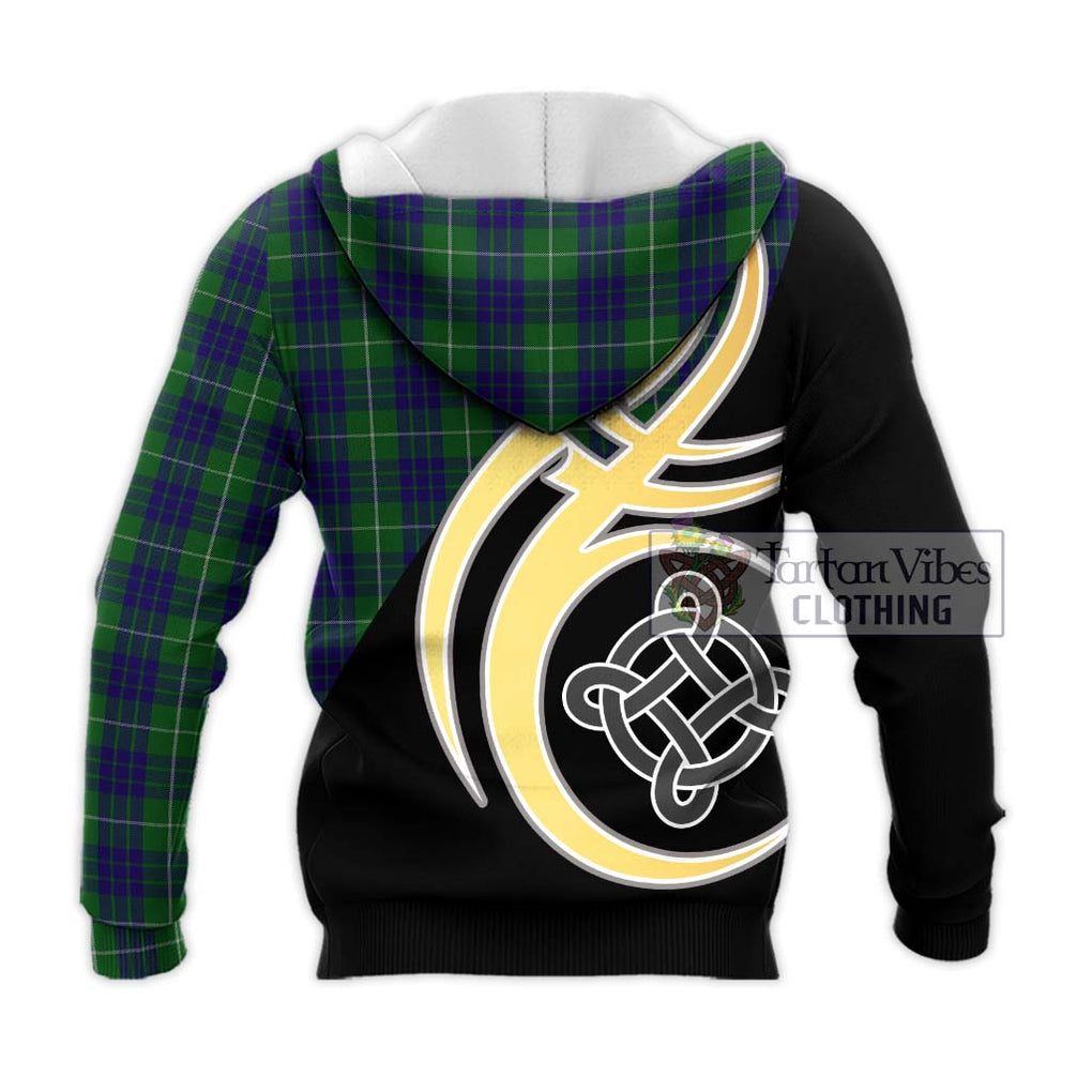 Hamilton Green Hunting Tartan Knitted Hoodie with Family Crest and Celtic Symbol Style - Tartan Vibes Clothing