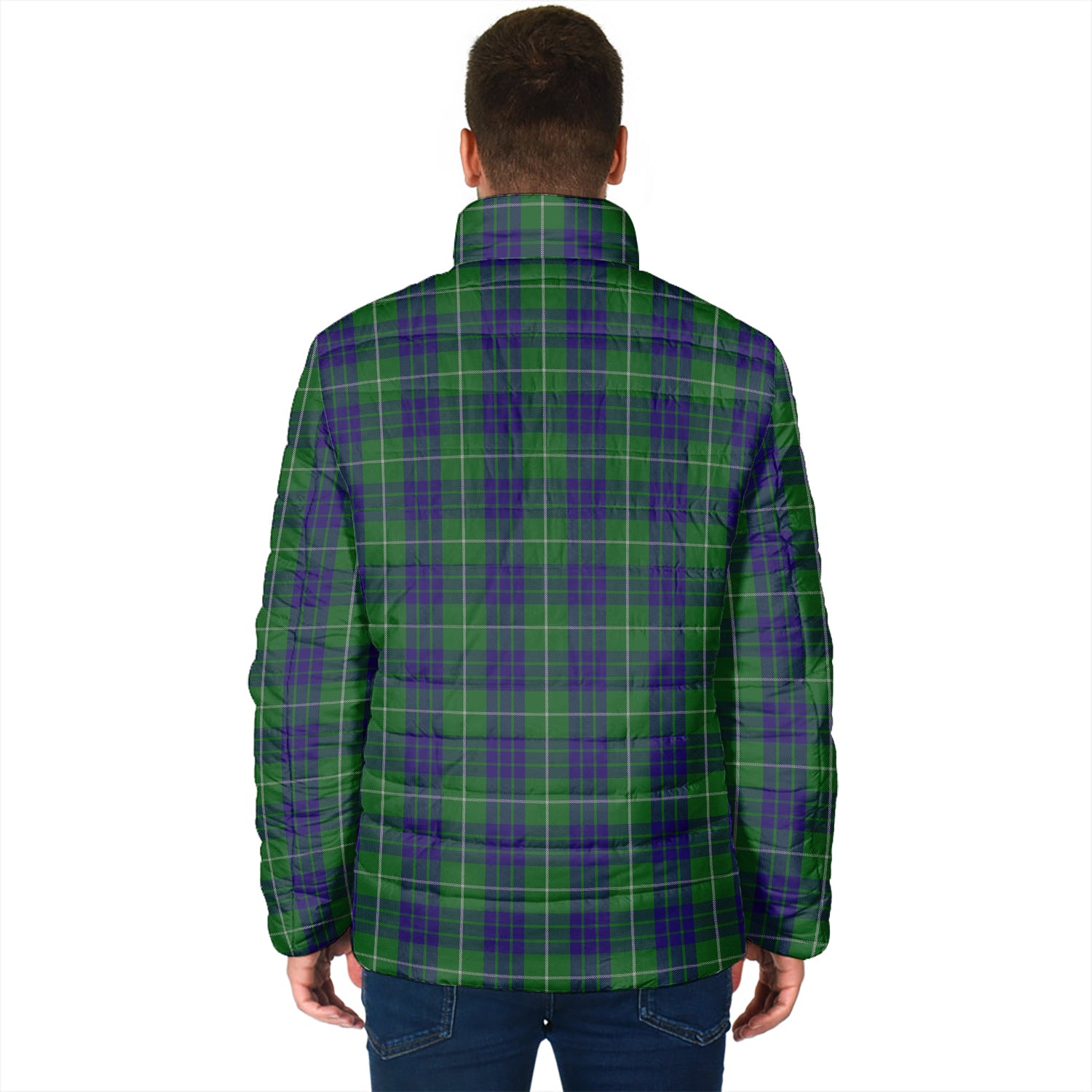 Hamilton Green Hunting Tartan Padded Jacket with Family Crest - Tartan Vibes Clothing