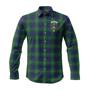 Hamilton Green Hunting Tartan Long Sleeve Button Up Shirt with Family Crest
