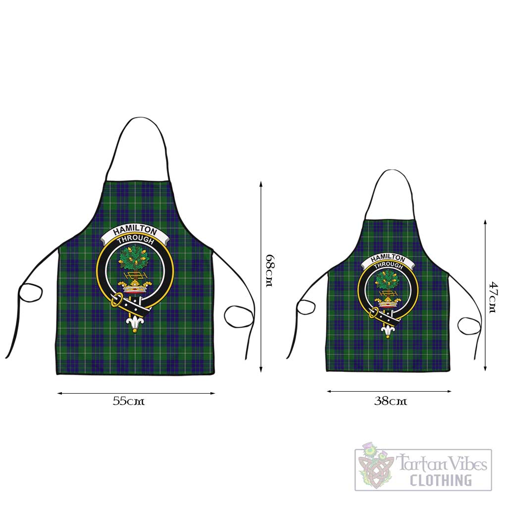 Hamilton Green Hunting Tartan Apron with Family Crest Black L 55x68 cm - Tartan Vibes Clothing