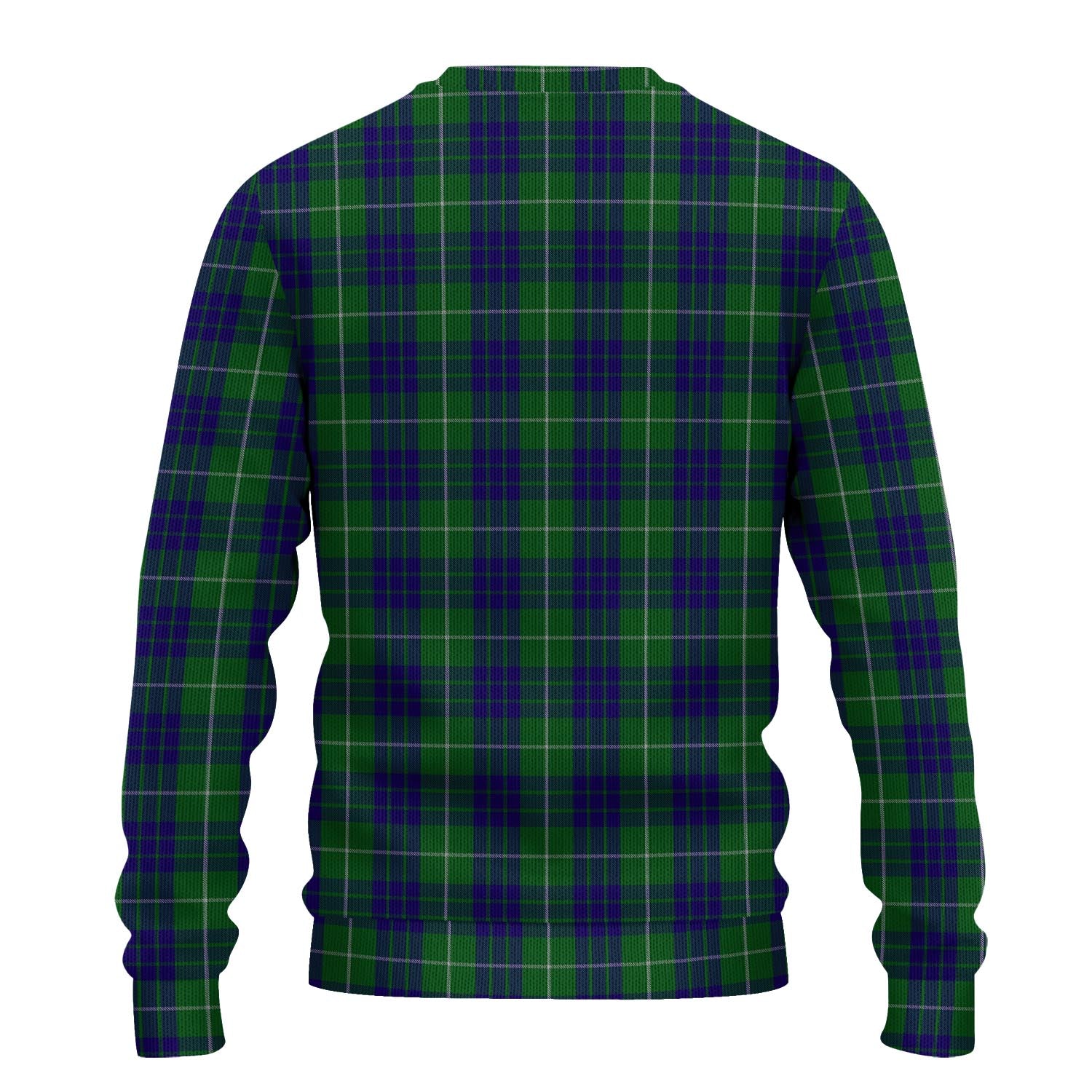 Hamilton Green Hunting Tartan Knitted Sweater with Family Crest - Tartanvibesclothing