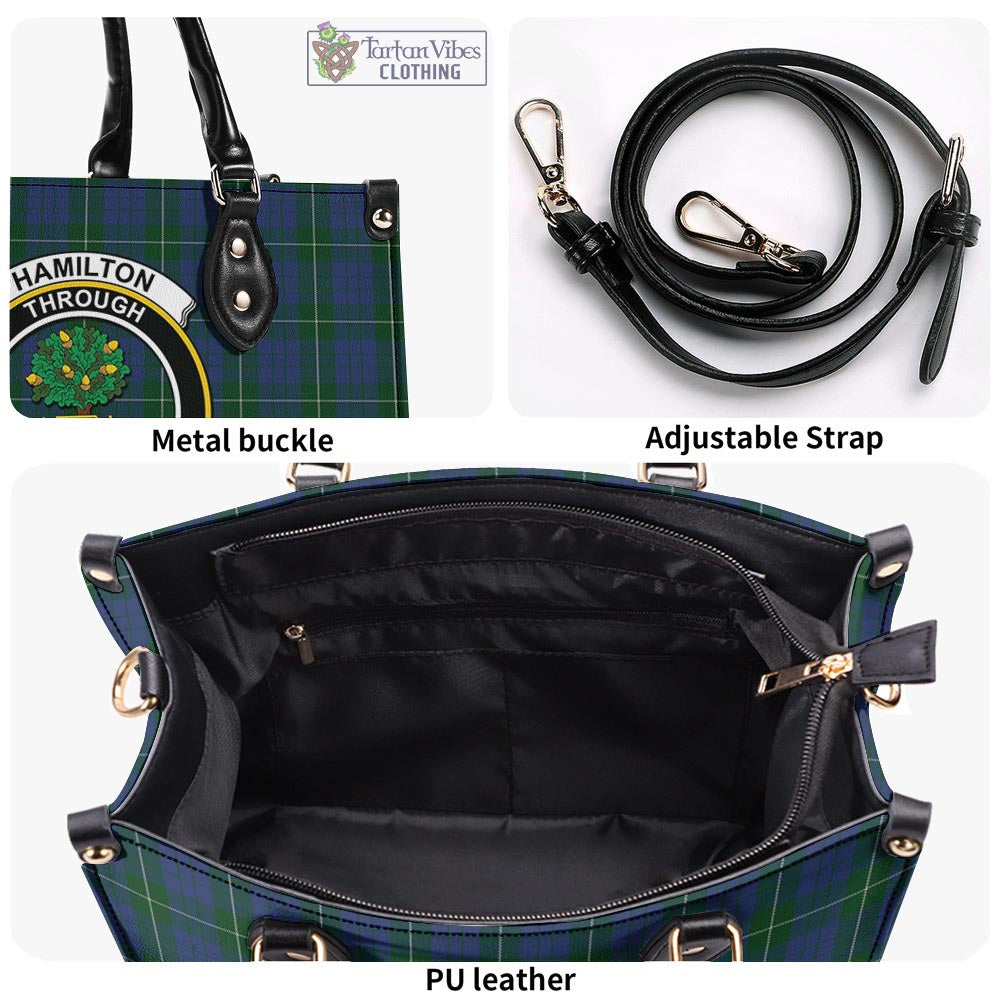 Tartan Vibes Clothing Hamilton Hunting Tartan Luxury Leather Handbags with Family Crest