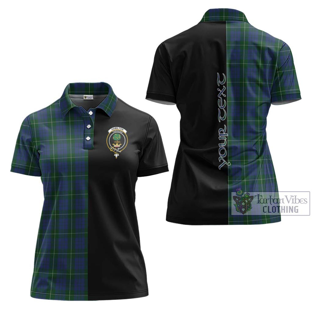 Hamilton Hunting Tartan Women's Polo Shirt with Family Crest and Half Of Me Style Women - Tartanvibesclothing Shop