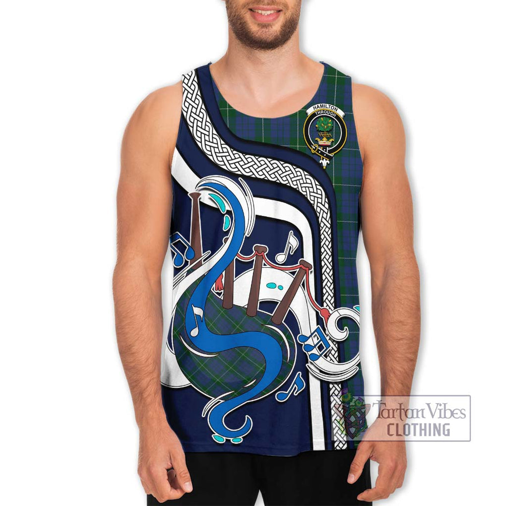 Hamilton Hunting Tartan Men's Tank Top with Epic Bagpipe Style Men - Tartanvibesclothing Shop