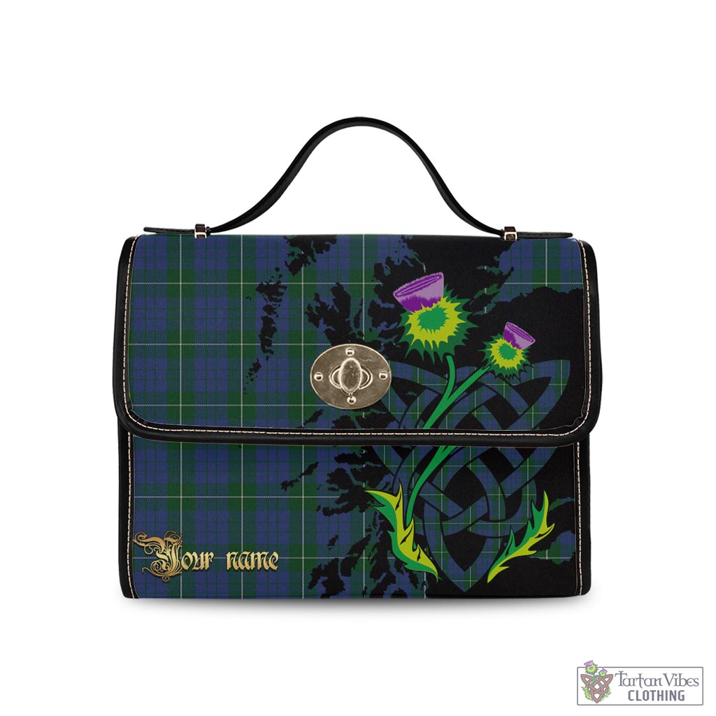 Tartan Vibes Clothing Hamilton Hunting Tartan Waterproof Canvas Bag with Scotland Map and Thistle Celtic Accents