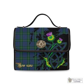 Hamilton Hunting Tartan Waterproof Canvas Bag with Scotland Map and Thistle Celtic Accents