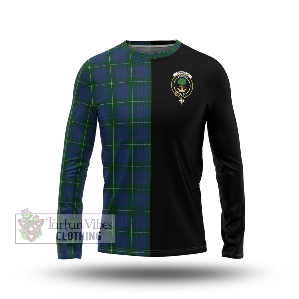 Hamilton Hunting Tartan Long Sleeve T-Shirt with Family Crest and Half Of Me Style Unisex - Tartanvibesclothing Shop