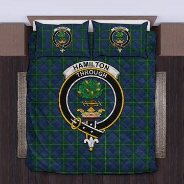 Hamilton Hunting Tartan Quilt Bed Set with Family Crest