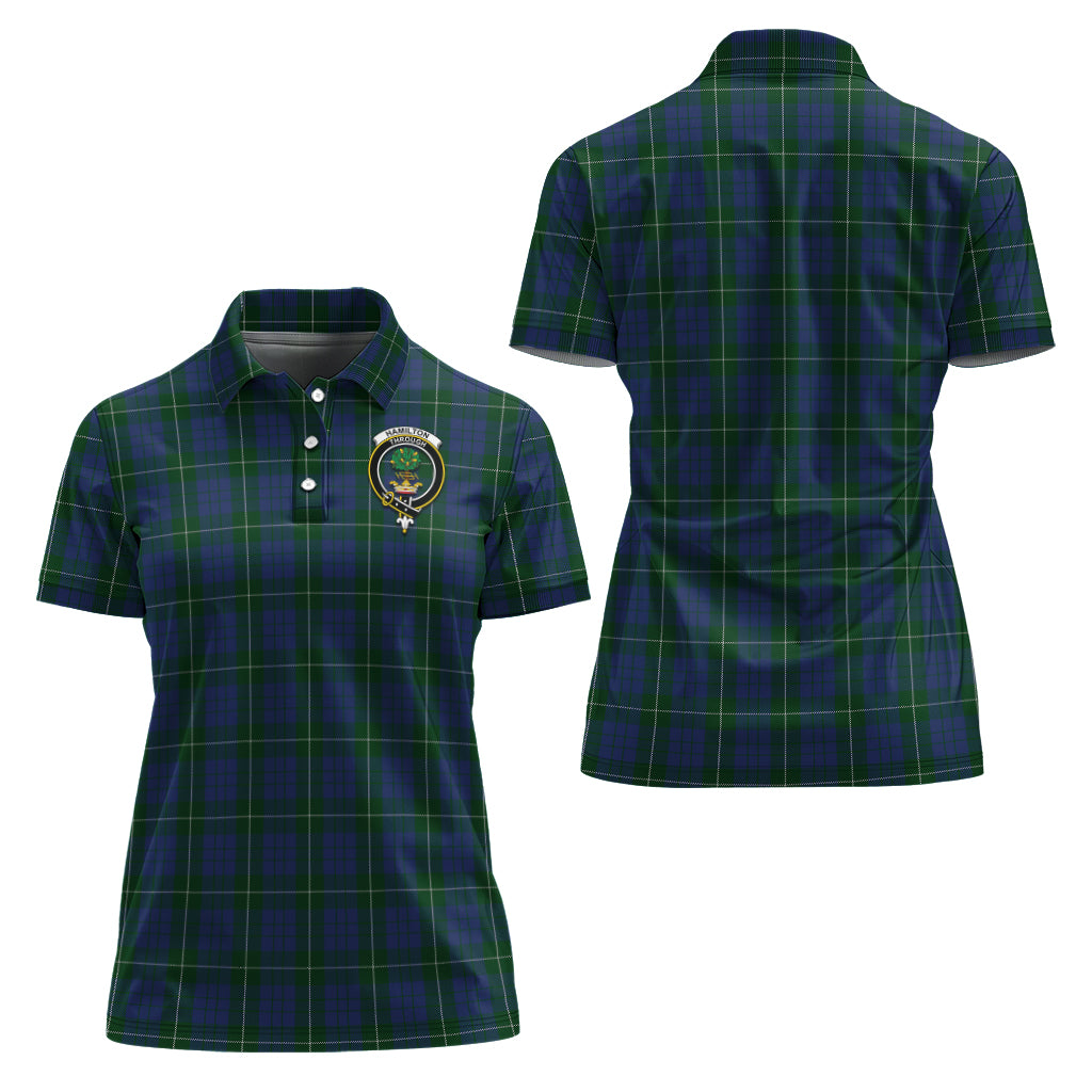 Hamilton Hunting Tartan Polo Shirt with Family Crest For Women Women - Tartan Vibes Clothing