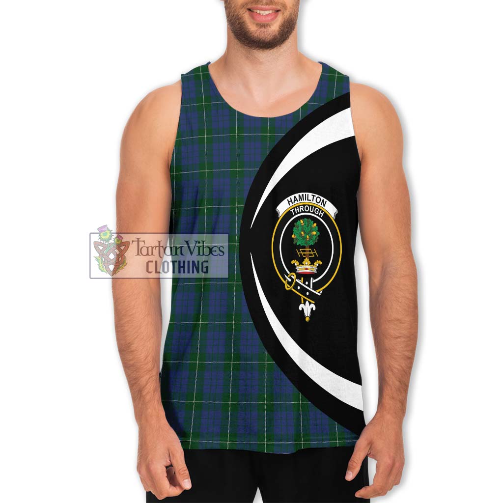 Hamilton Hunting Tartan Men's Tank Top with Family Crest Circle Style Men - Tartan Vibes Clothing