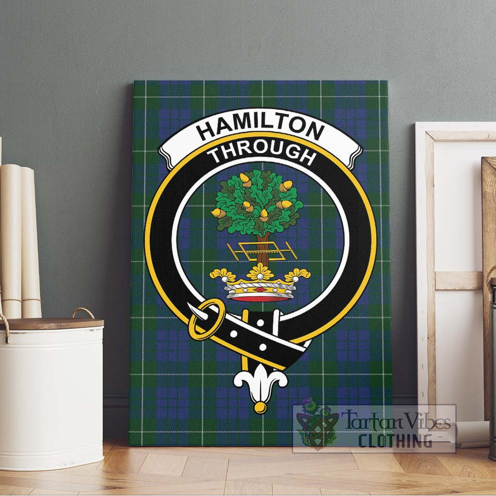 Hamilton Hunting Tartan Canvas Print Wall Art with Family Crest Without Frame - Tartan Vibes Clothing