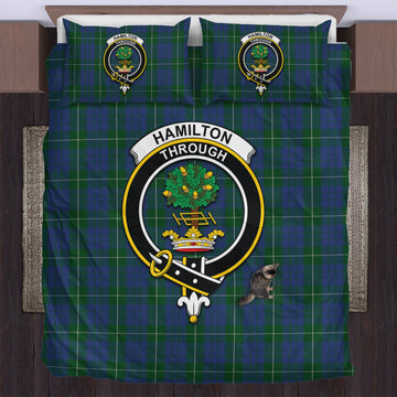 Hamilton Hunting Tartan Bedding Set with Family Crest