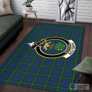 Hamilton Hunting Tartan Area Rug with Family Crest