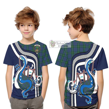 Hamilton Hunting Tartan Kid T-Shirt with Epic Bagpipe Style