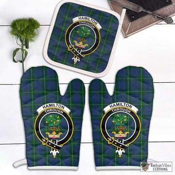 Hamilton Hunting Tartan Combo Oven Mitt & Pot-Holder with Family Crest