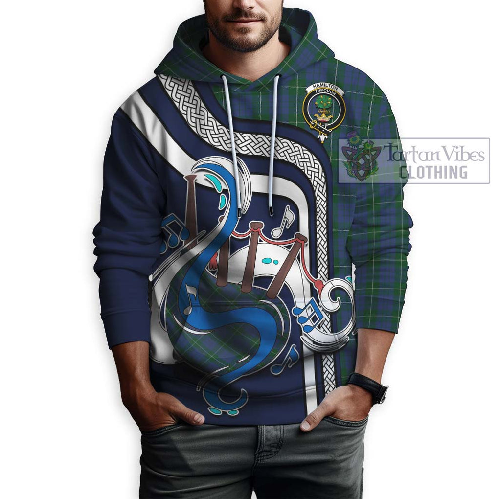 Hamilton Hunting Tartan Hoodie with Epic Bagpipe Style Zip Hoodie - Tartanvibesclothing Shop