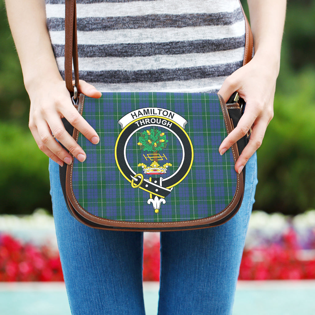 Hamilton Hunting Tartan Saddle Bag with Family Crest One Size - Tartan Vibes Clothing