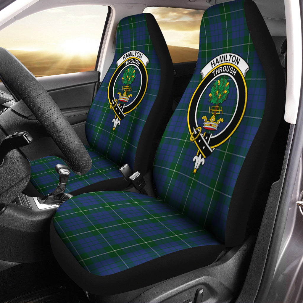 Hamilton Hunting Tartan Car Seat Cover with Family Crest One Size - Tartanvibesclothing