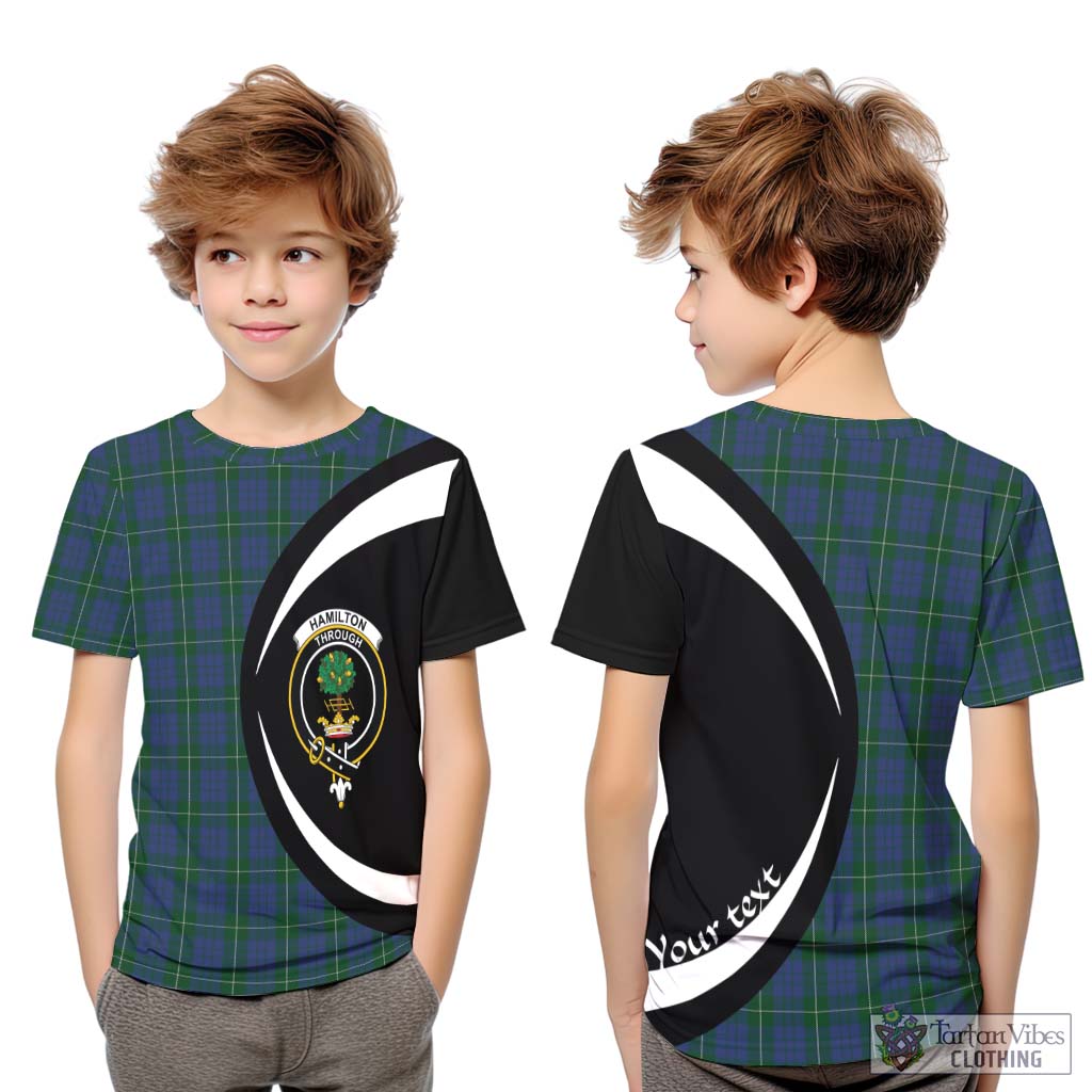 Hamilton Hunting Tartan Kid T-Shirt with Family Crest Circle Style Youth XL Size14 - Tartan Vibes Clothing