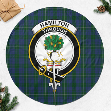 Hamilton Hunting Tartan Christmas Tree Skirt with Family Crest