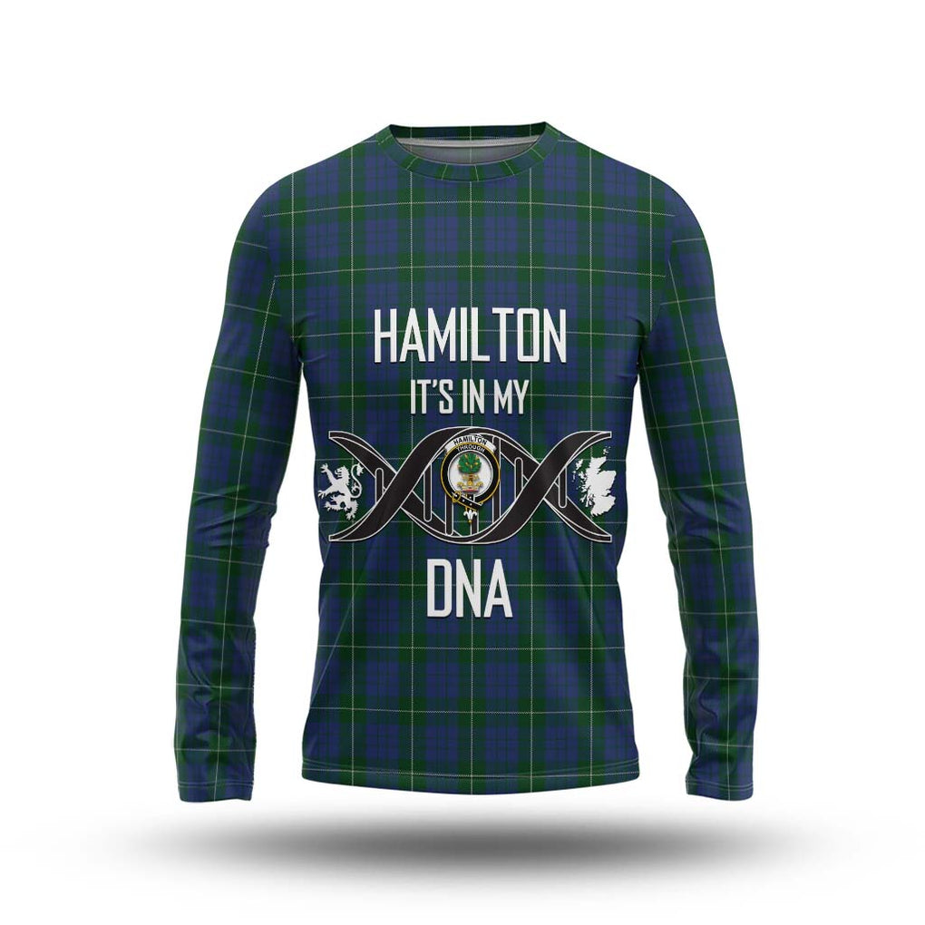 Hamilton Hunting Tartan Long Sleeve T-Shirt with Family Crest DNA In Me Style Unisex - Tartanvibesclothing Shop