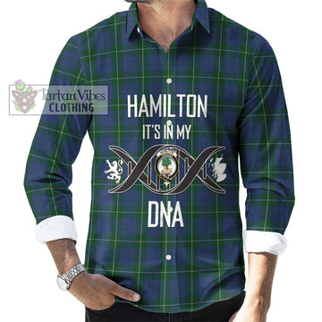 Hamilton Hunting Tartan Long Sleeve Button Shirt with Family Crest DNA In Me Style